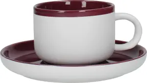 La Cafetiere Barcelona Plum 250ml Tea Cup And Saucer