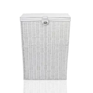 Hand Woven Plastic Laundry Hamper with Handles Medium (49 cm x 38.5 cm x 24.5 cm)