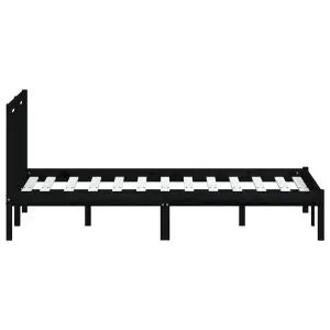 Berkfield Bed Frame Black Solid Wood 160x200 cm 5FT King Size