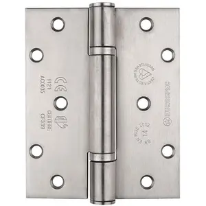 PAIR Grade 14 Heavy Duty Thrust Bearing Hinge 125 x 102mm Satin Stainless Steel