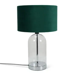 Glass Desk Lamp Silver / Forest Green