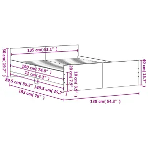 Berkfield Bed Frame with Headboard and Footboard Grey Sonoma 135x190 cm