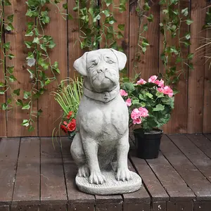 Stone Cast Large Boxer Dog Garden Ornament