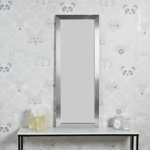 URBNLIVING 97cm Height Large Silver Wooden Frame Wall Hanging Mirror