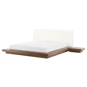 EU King Size Faux Leather Headboard Bed Brown ZEN