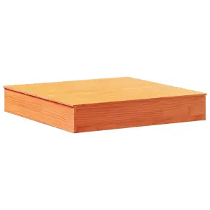 Berkfield Sandpit with Cover Wax Brown 111x111x19.5 cm Solid Wood Pine