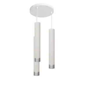 Luminosa Tuba Cluster Pendant Ceiling Light White, Chrome 30cm