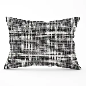 Monochrome Textured Checked Pattern Cushions 33cm x 48cm