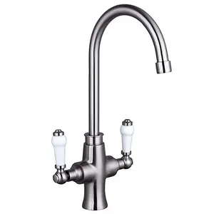 Aquarius TrueCook Series 2 Brushed Nickel Two Handle Kitchen Mixer Tap AQTK002BN