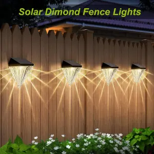 Solar Fence Lights 4-Pack - Waterproof Deck Step Lights for Garden Yard Patio and Stair (Warm White)