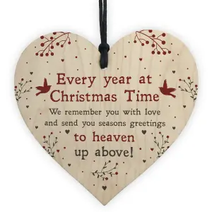 Christmas Memorial Bauble Hanging Wooden Heart Memorial Sign Tree Memorial Plaque