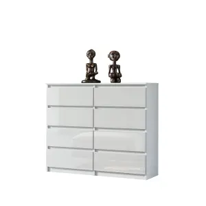 8-Drawer Chest of Drawers 120cm White - Creative Furniture