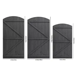 Grey Semi Braced Arch Top Strong Wooden Garden Gate with Latch  H 210cm x W 105cm