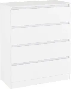 Malvern 4 Drawer Chest White Recessed Handles