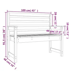 Berkfield Garden Bench Honey Brown 109x48x91.5 cm Solid Wood Pine