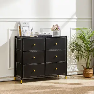 Black Plastic Storage Cabinet with 6 Drawers