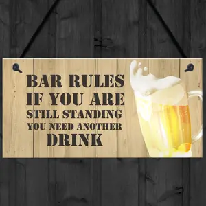 Red Ocean Novelty BAR RULES Sign Funny Home Bar Sign Man Cave Birthday Gifts For Him