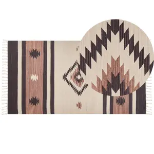 Cotton Kilim Rug 80 x 150 cm Beige and Brown ARAGATS