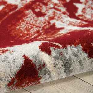 Red Luxurious Modern Easy to Clean Abstract Rug for Living Room, Bedroom - 239cm X 320cm