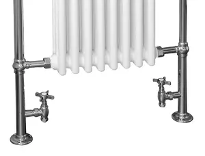 Rinse Traditional Victorian 952x659mm Heated Towel Rail Bathroom Radiator Chrome & White