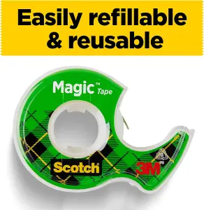 Scotch Magic Invisible Tape Clear Pack of 3 Handheld Dispensers 19mm x 7.5m