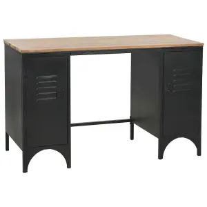 Berkfield Double Pedestal Desk Solid Firwood and Steel 120x50x76 cm