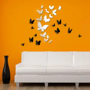 Walplus 3D Black Butterflies and Butterflies Mirror Sticker