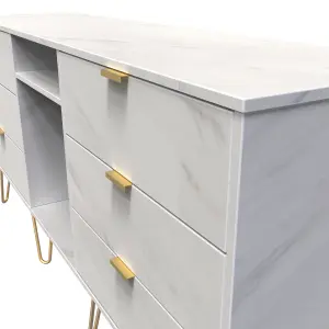 Fuji 6 Drawer Sideboard in Marble (Ready Assembled)