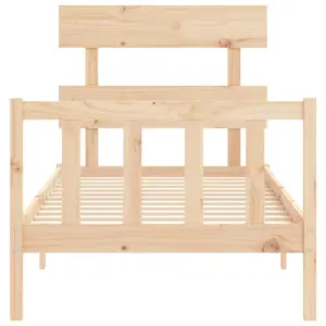 Berkfield Bed Frame with Headboard Small Single Solid Wood