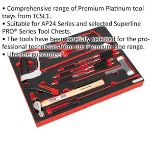 Premium 13-Piece Mechanics Tool Kit with Hacksaw, Hammers, and Punches