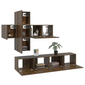 Berkfield 7 Piece TV Cabinet Set Brown Oak Engineered Wood