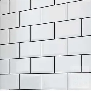 Top Ceramics White Bevelled Satin Metro Ceramic Wall Tile (L)200mm x (W)100mm Each box 0.88sqm