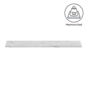 GoodHome Rigga Modular White marble effect Rectangular Floating shelf (L)80cm x (D)19cm