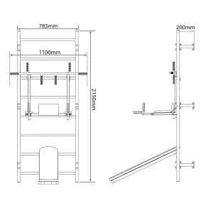 Wall Bars Set With Pull Up Dip Bar and Sit Up Bench K-SPORT