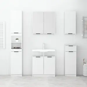 Berkfield Bathroom Mirror Cabinet High Gloss White 64x20x67 cm