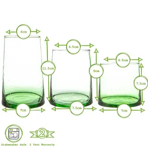 Nicola Spring - Merzouga Recycled Glassware Set - Green - 18pc