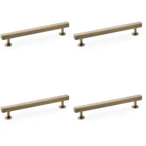 4 PACK - Straight Square Bar Pull Handle - Antique Brass 160mm Centres SOLID BRASS Drawer