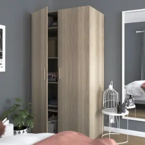 GoodHome Atomia Freestanding Matt oak effect Particle board Wardrobe (H)1875mm (W)1000mm (D)600mm