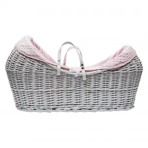 Kinder Valley Pink Dimple White Wicker Pod Moses Basket