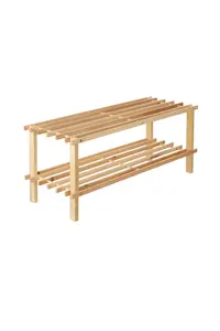 Interiors by Premier 2 Tier Cedar Wood Shoe Rack, Under Stairs Shoe Storage Solution, Wooden Shoe Stand for Home, Office