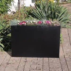 90cm Long Zinc Galvanised Matte Black 60cm Tall Trough Planter