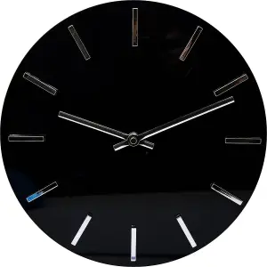 Hanging Modern Black Wall Clock Battery Powered 29Cm Round Frameless Home Decoration Time Organise