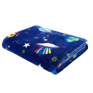 Catherine Lansfield Lost In Space Cosy Fleece 130x170cm Blanket Throw Blue