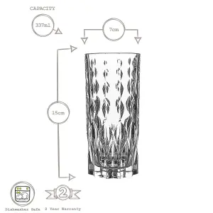 RCR Crystal - Marilyn Highball Glasses Set - Modern Cut Glass Cocktail Glasses - 350ml - 6pc