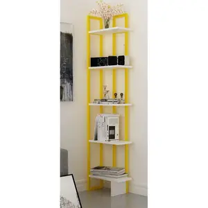 Alica 180cm H Corner Bookcase Yellow/White