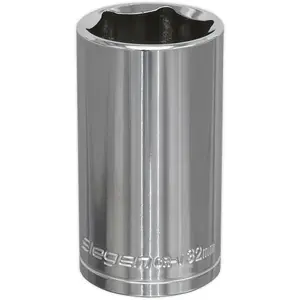 32mm Chrome Plated Deep Drive Socket - Durable High Grade Carbon Steel Tool for Professionals