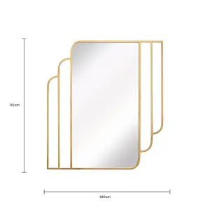 Prague Rectangular Mirror in Gold Weather Resistant