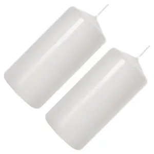 Pillar Candles, Pack of 2, Unscented, Long Burning Time, 10 x 5 cm / 4 x 2 in (White, Matt)