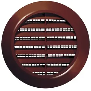 Awenta 60mm Diameter Hole Brown Round Door Air Vent Grille Woodwork Furniture