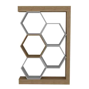 Decorotika Artemis Bookcase Bookshelf Shelving Unit Hexagon Shelves